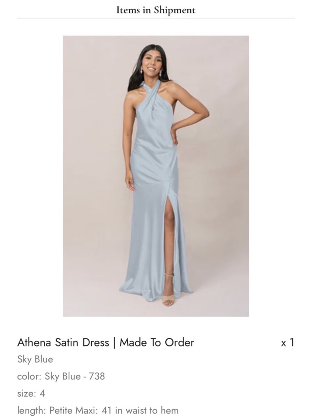 Athena Sky Blue Twisted Halter Satin Maxi Dress
